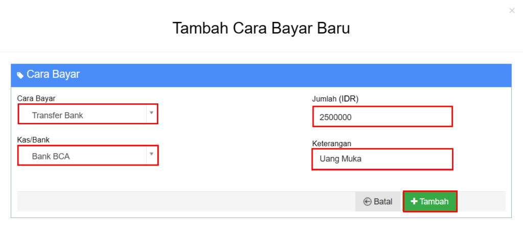 Cara Membuat Uang Muka Customer Beecloud