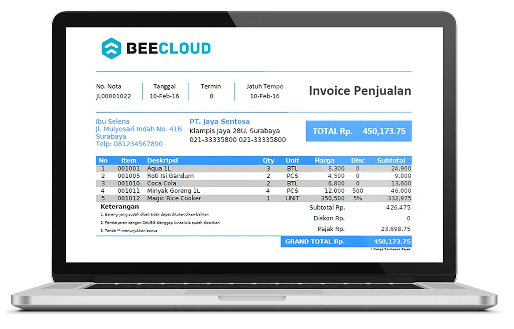 Software Akuntansi Online Tampilan Invoice Penjualan