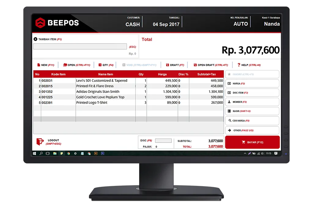 Software Kasir Beepos Desktop Tampilan Kasir