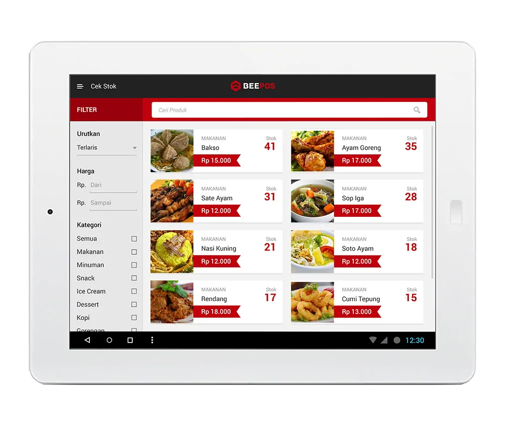 Software Kasir Beepos Mobile Tampilan Stok