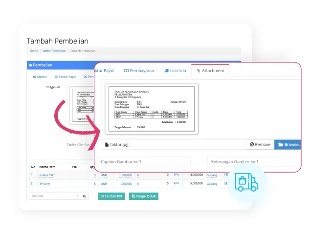 image software akuntansi online bukti nota pembelian