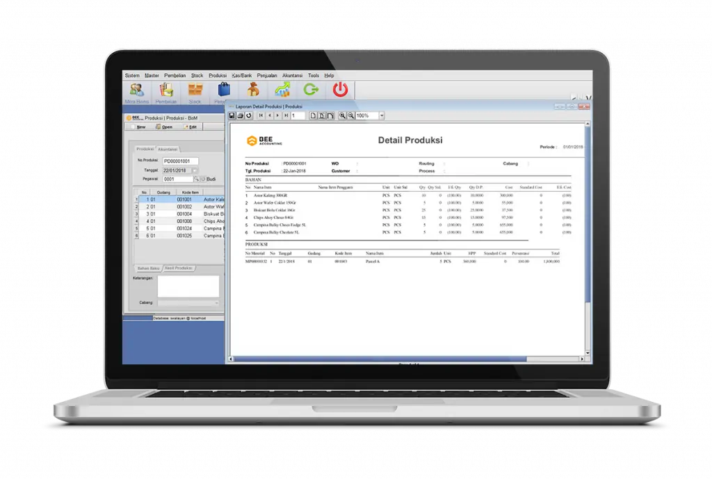 beeaccounting software akuntansi produksi bahan baku