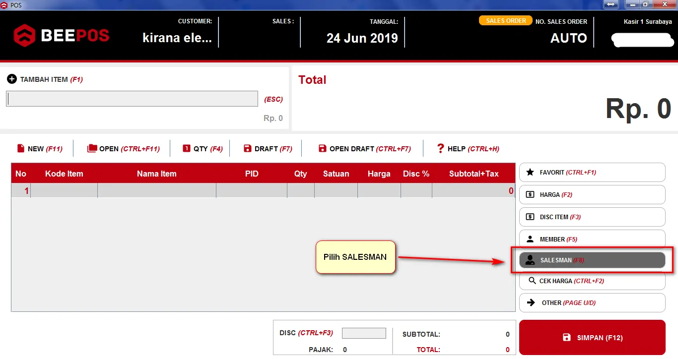 Input Sales Pada Beepos