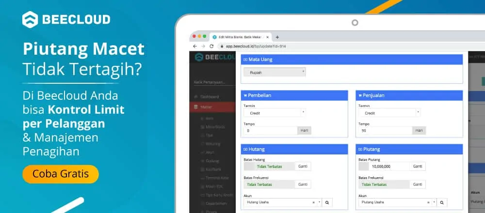Beecloud Limit Piutang Pelanggan Penjualan