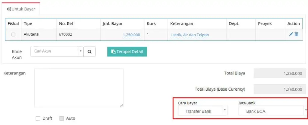 Cara Input Pembayaran Biaya-Biaya Perusahaan