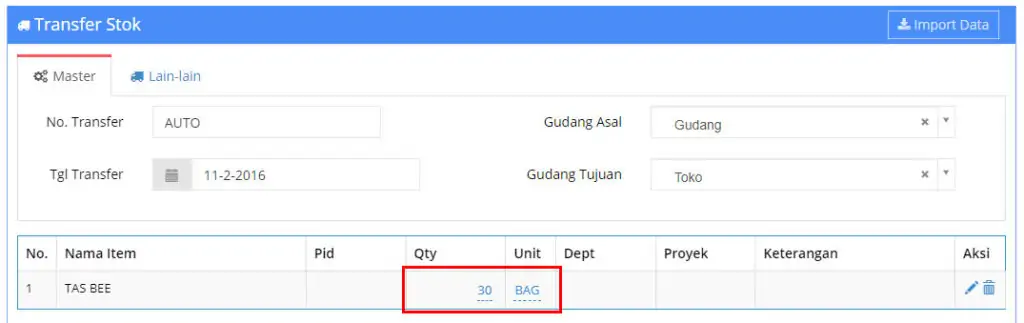 Cara Input Mutasi Stock Barang