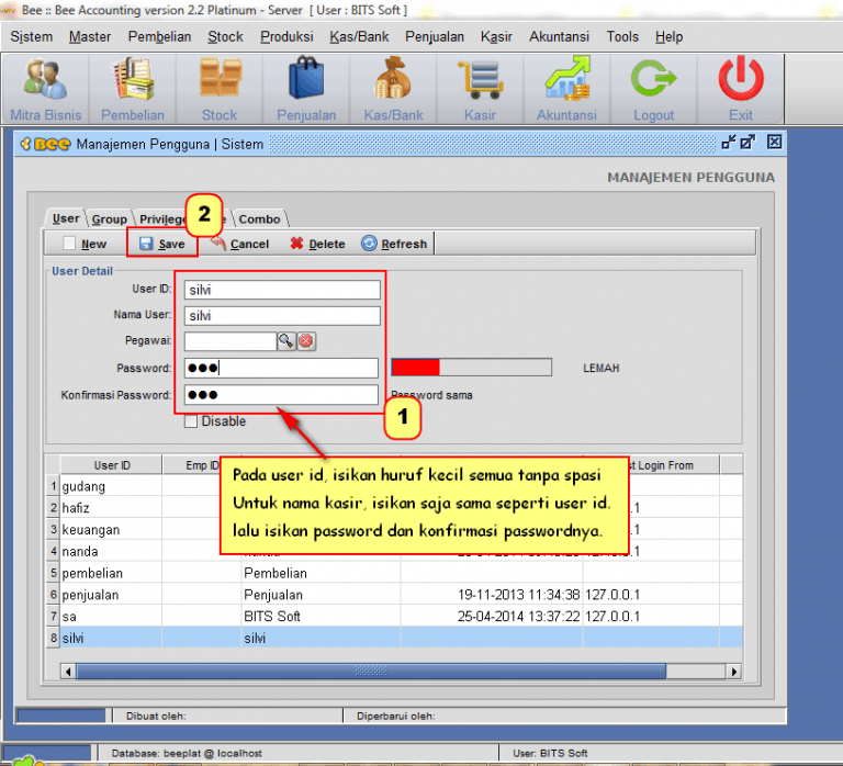 Membuat User, Group Dan Hak Akses Di Beeaccounting