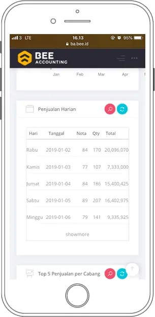 Screenshot Penjualan Harian BA Dashboard di Hape