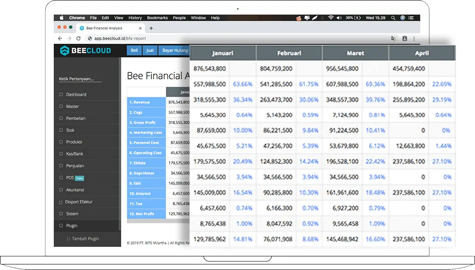 Laptop Screenshot Report BFA Perbandingan di Beecloud