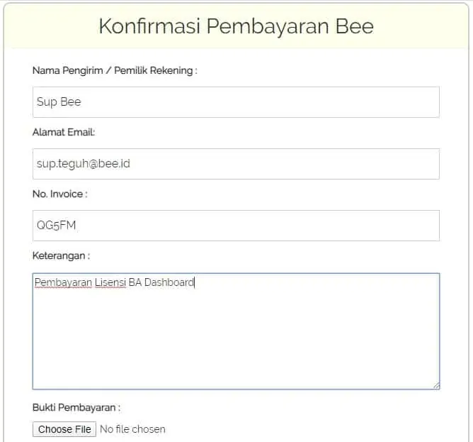 Perpanjang(Renewal) Masa Langganan Beeaccounting Dashboard