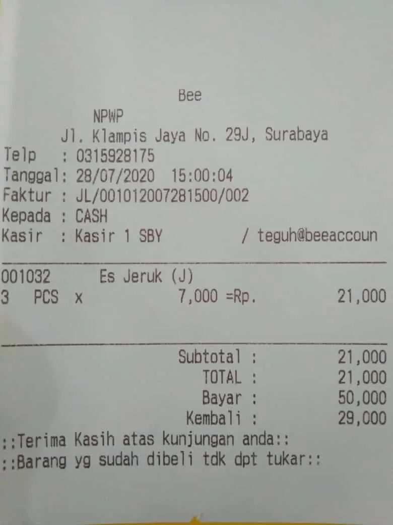 Total Tunai VS Aktual Tunai Setoran Kasir Beepos