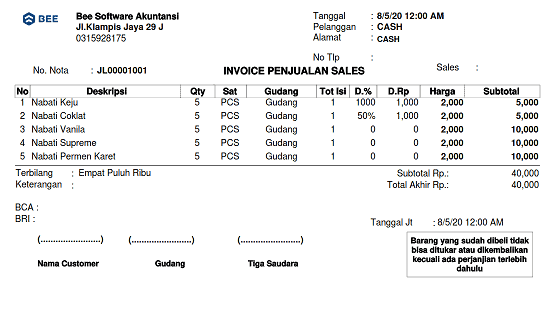 1. Invoice Penjualan Continuoes Form