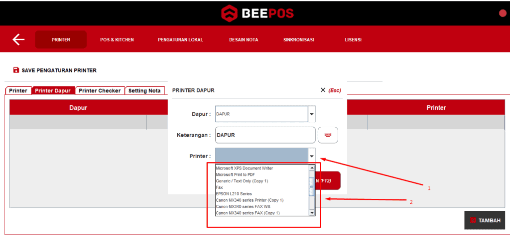 Setting Printer Dapur/ Print Kitchen Beepos Resto