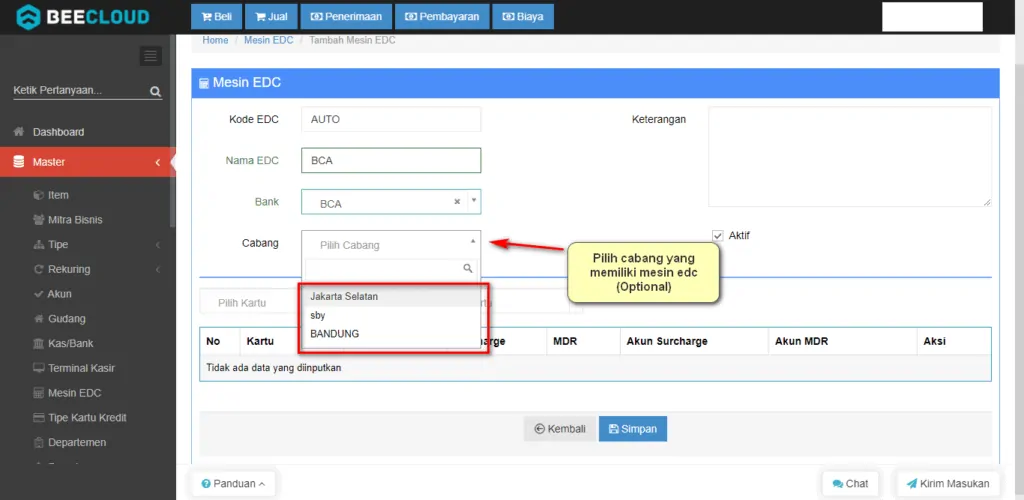 Setting Master Mesin EDC Pada Beecloud (Khusus pengguna Beepos)