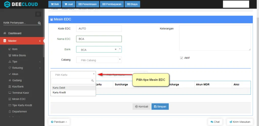 Setting Master Mesin EDC Pada Beecloud (Khusus pengguna Beepos)