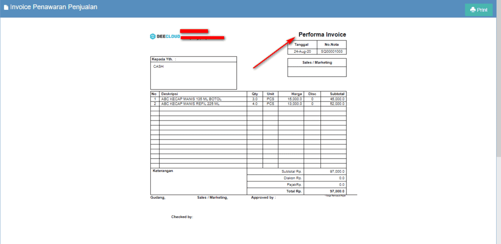 Membuat Proforma Invoice Pada Beecloud