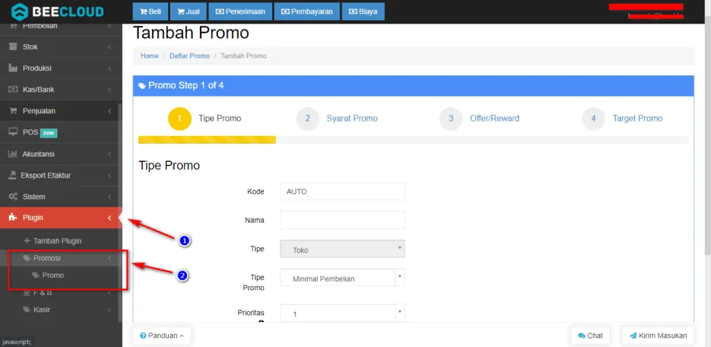 Installasi Plugin Promo Pada Beecloud (Khusus pengguna Beepos)