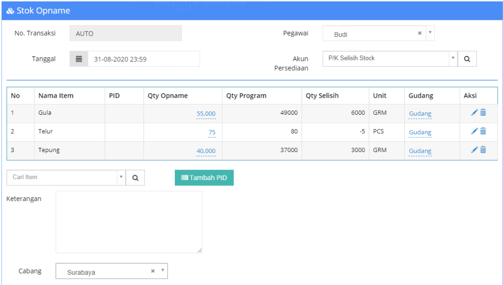 Gb 2. Form Stok Opname