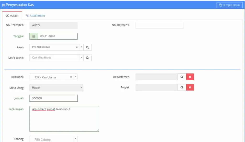 Cara Melakukan Penyesuaian Kas/Bank Beecloud