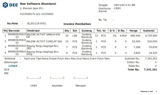 1. Invoice Penjualan Continuoes Form