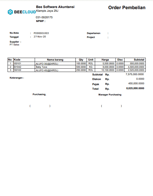 1. Invoice Penjualan Continuoes Form