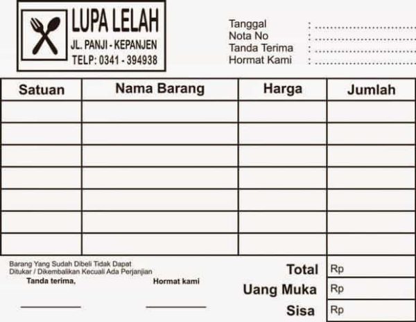 7 Contoh Nota Penjualan Dan Cara Buat Nota Penjualan