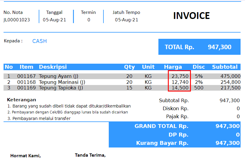 Menampilkan Harga Nett Nota Penjualan (Perintah Variable Grafik Report)