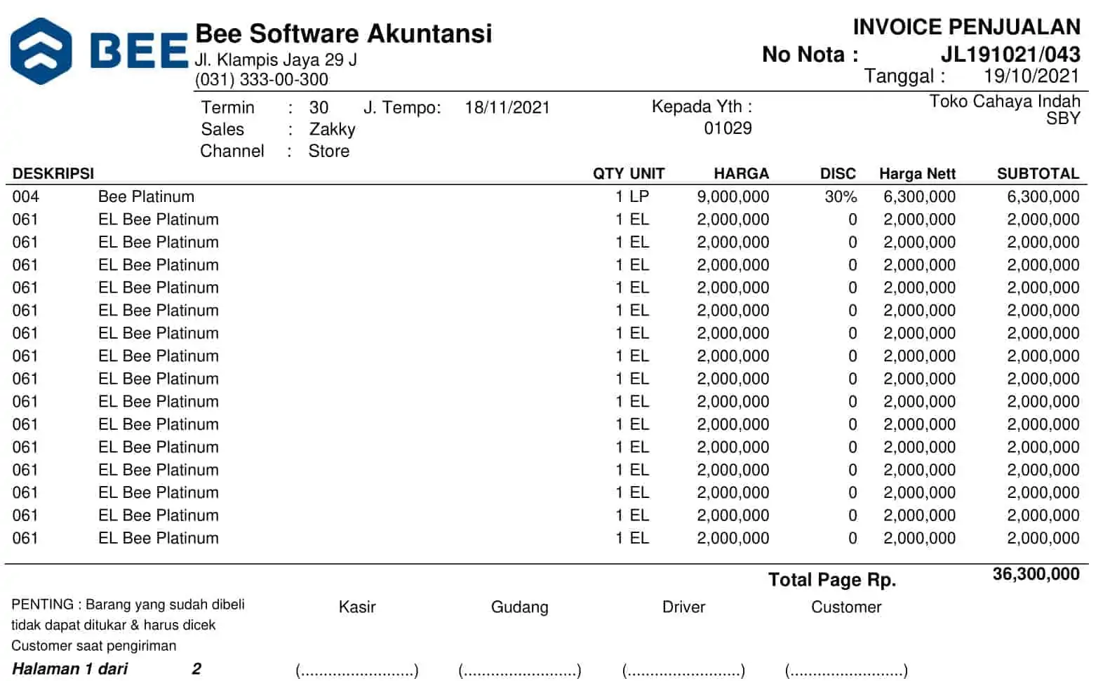 1. Invoice Penjualan Continuoes Form