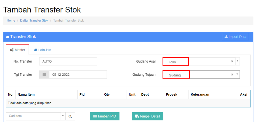 Transfer Stok Barang Beecloud