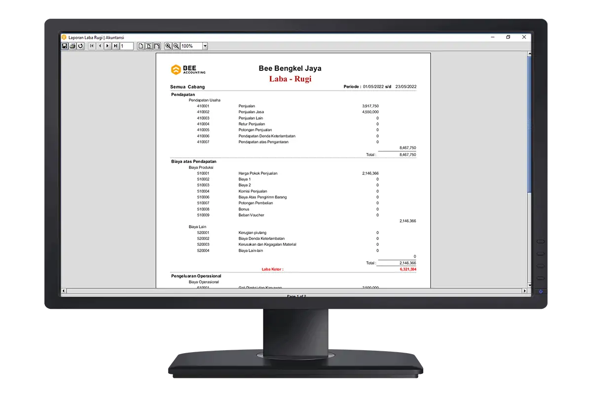 12 Beeaccounting Software Bengkel Laba Rugi