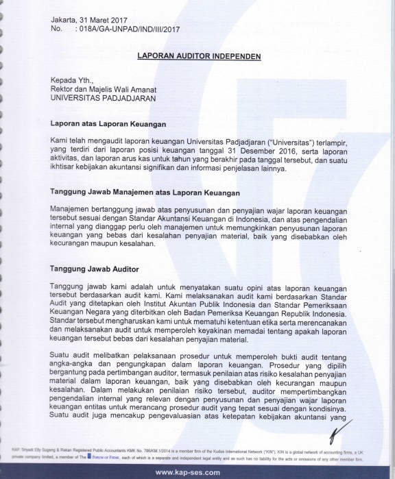 Contoh Laporan Audit Wajar Tanpa Pengecualian