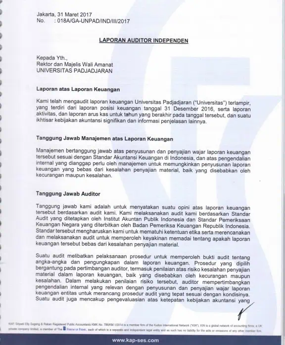 Contoh Laporan Audit Wajar Tanpa Pengecualian