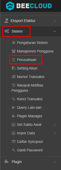 Akses Menu Sistem Perusahaan