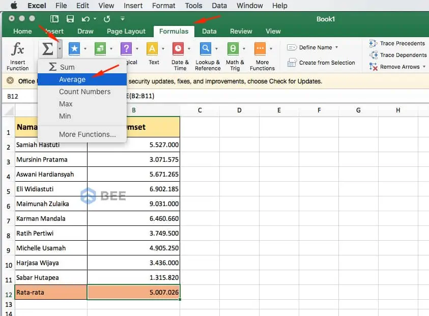 Cara Hitung Rata Rata Di Excel