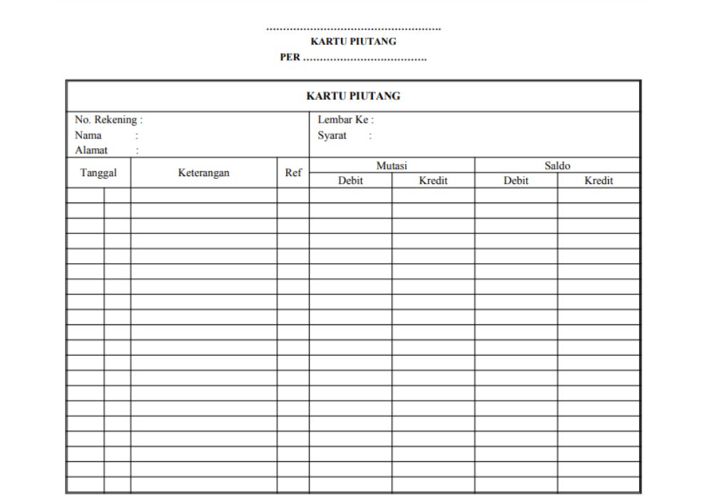 Format Kartu Piutang