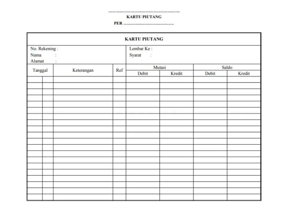 Format Kartu Piutang