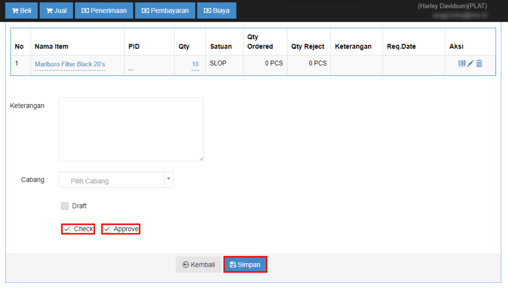 Cara Penggunaan Fitur Check Dan Approve Permintaan Pembelian Beecloud 0003