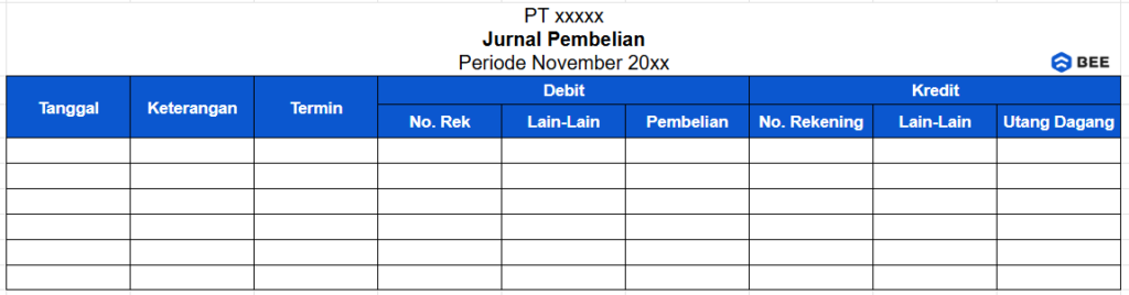 Format Jurnal Pembelian