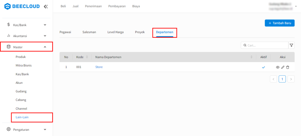 Membuat Master Departemen Beecloud 3.0 - Bee.id