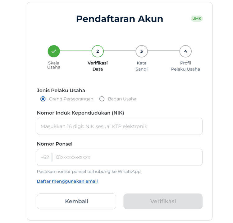 Cara Daftar Umkm Isi Data Pendaftaran Akun