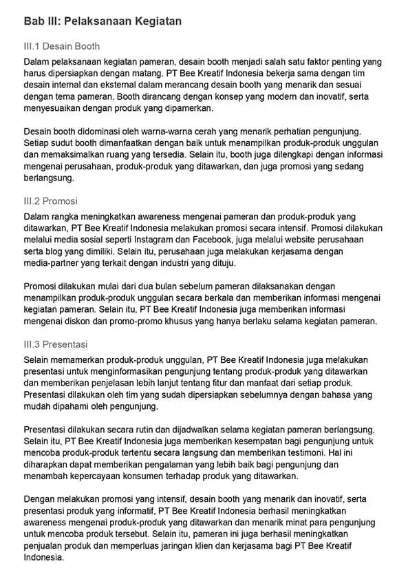 Contoh Laporan Pertanggungjawaban Bab Iii