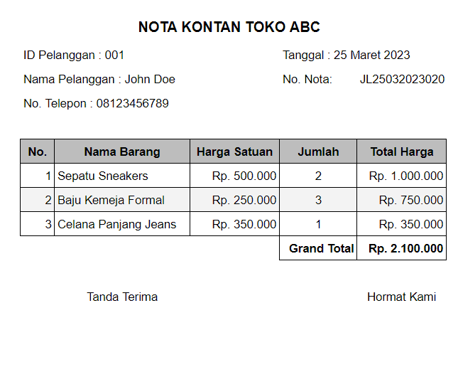 Contoh Nota Kontan Template01