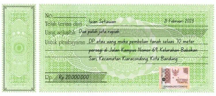 Contoh Kwitansi Jual Beli Tanah