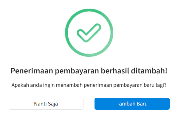Penerimaan Pembayaran Berhasil Tersimpan