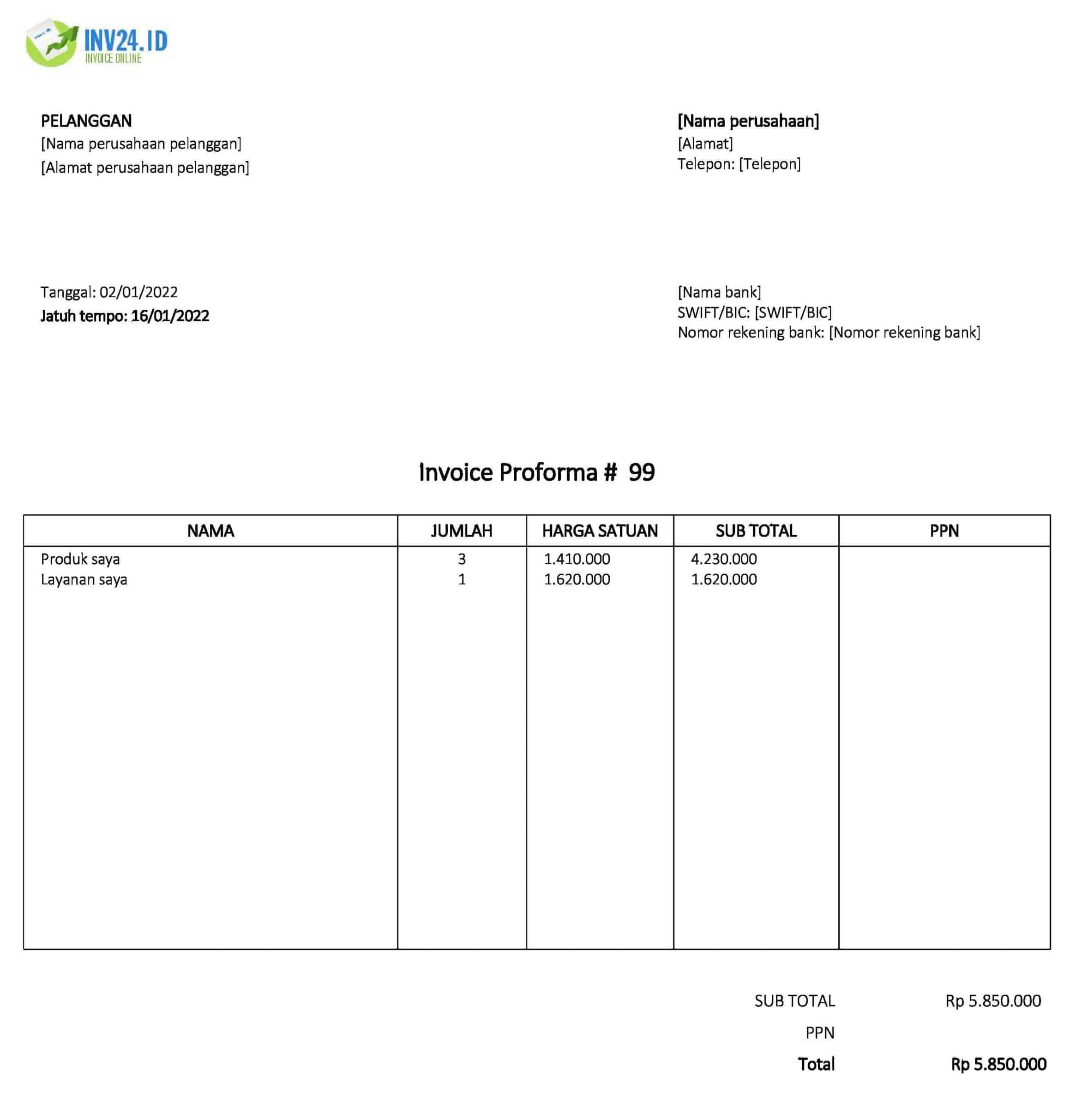 Contoh Proforma Invoice, Fungsi Dan Komponennya