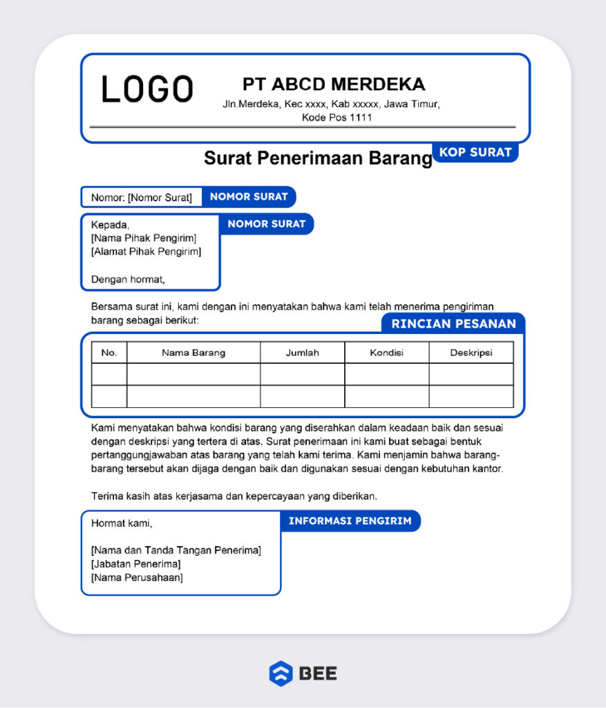 Format Surat Penerimaan Barang