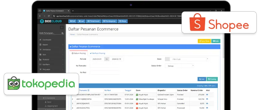 Aplikasi Pembukuan Integrasi Marketplace Online Data Di Cloud