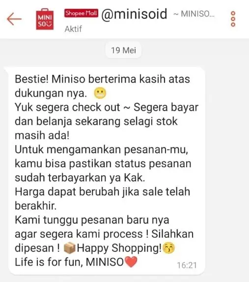 Contoh Salah Pembuka Online Shop