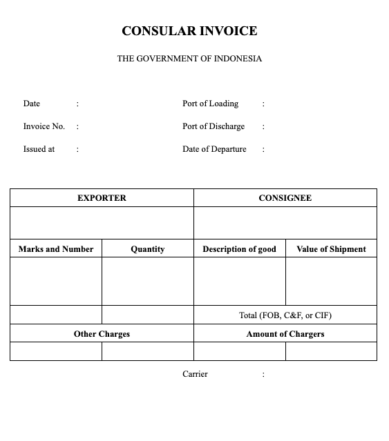 Contoh Consular Invoice