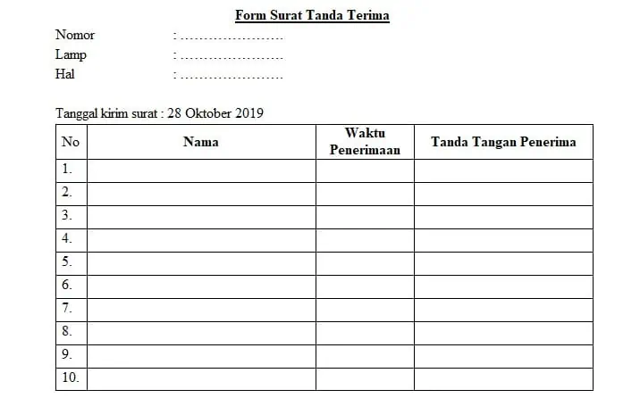 Form Surat Tanda Terima